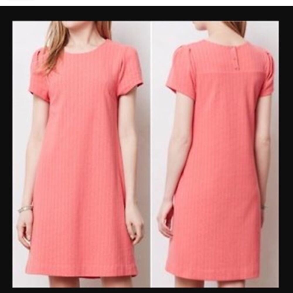 Anthropologie Maeve Diamond Print Coral Shift Dress